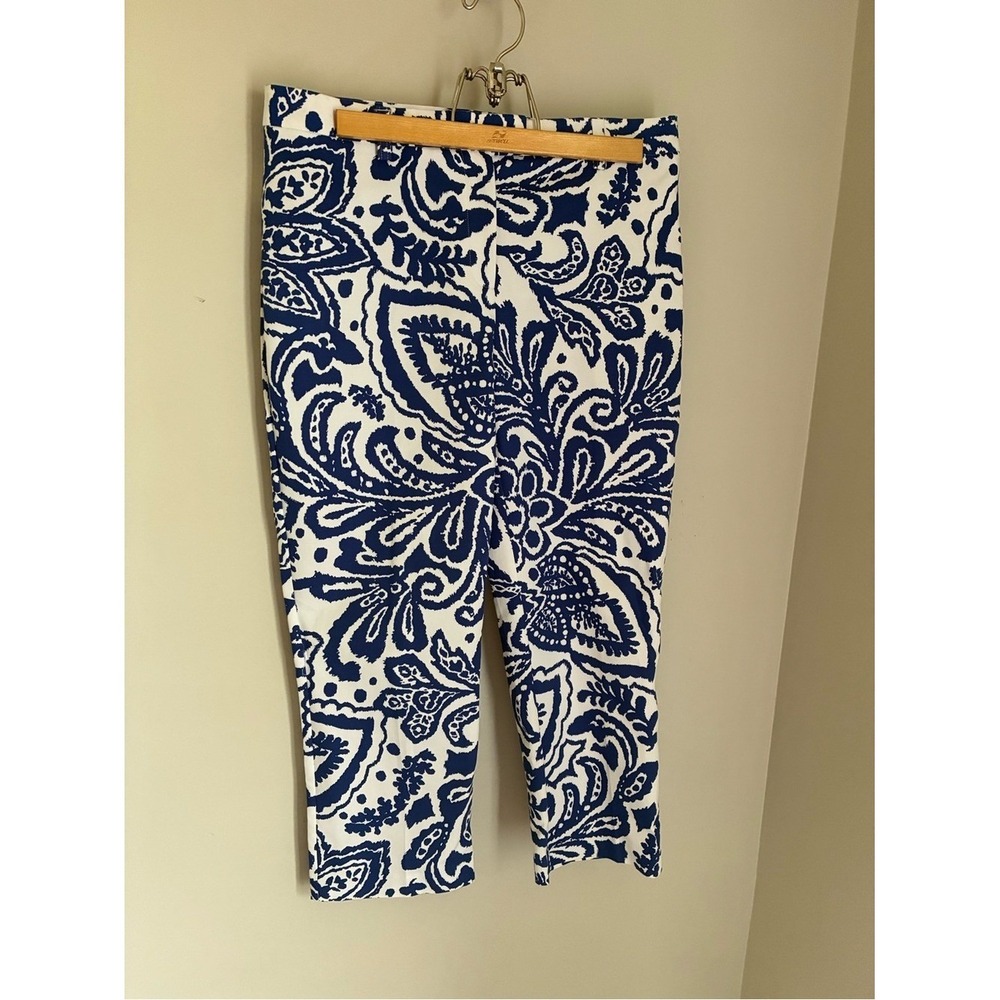 Chico's Blue and White Bold Floral Capri Pants Size 0.5 Size 6
